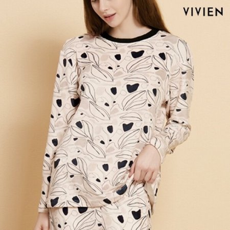 비비안 홈웨어 나뭇잎 밍크기모상하세트