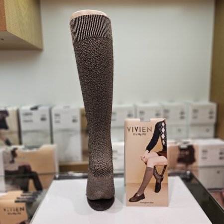 헤링본 글리터 니하이삭스