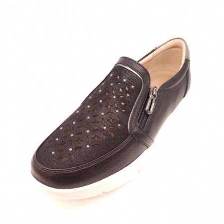 발등 펀칭과 핫피스 장식 여성 슬립온