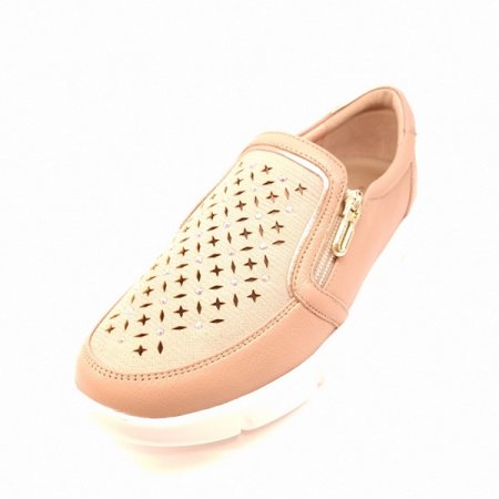 발등 펀칭과 핫피스 장식 여성 슬립온