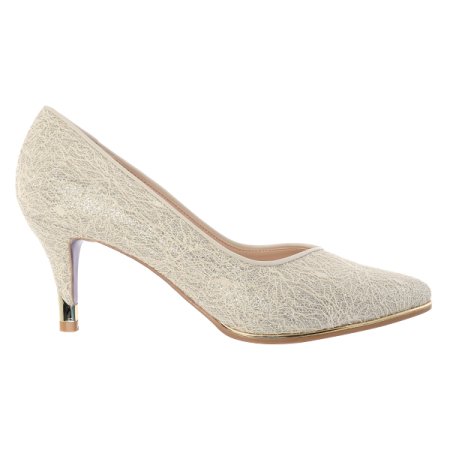 자수 원단 여성 펌프스