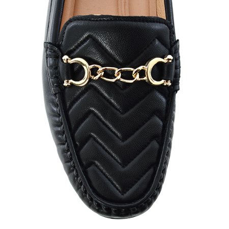 여성 퀼팅 자수 로퍼