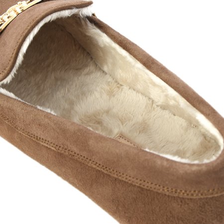 여성 스웨이드 퍼내피 로퍼