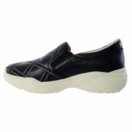 여성 경량 체크 자수 슬립온