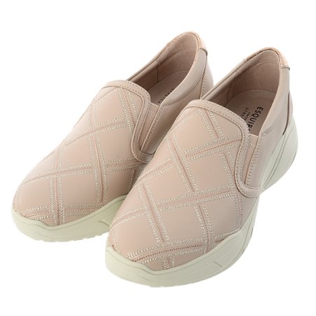 여성 체크 자수 경량 슬립온