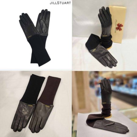 손목 니트 롱콤비 여성 가죽장갑