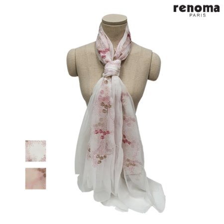 플라워 자수 실크 스카프