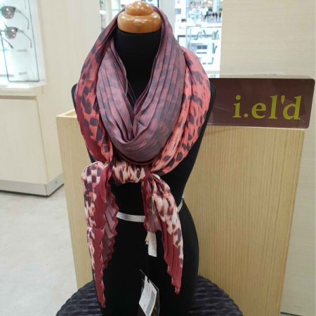 호피 폴리 주름 스카프