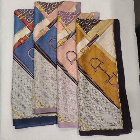 클래식 나염 롱 실크 스카프