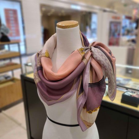 클래식 나염 롱 실크 스카프