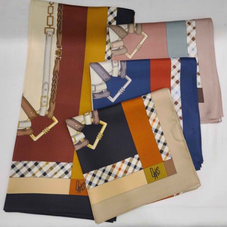 면분할 클래식 사각 실크스카프