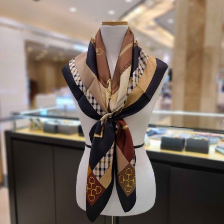 면분할 클래식 사각 실크스카프