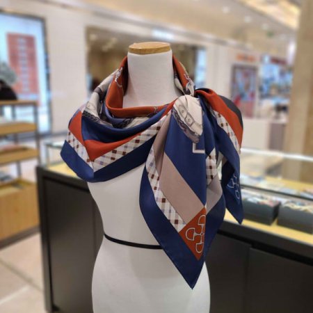 면분할 클래식 사각 실크스카프