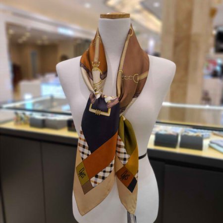 면분할 클래식 사각 실크스카프