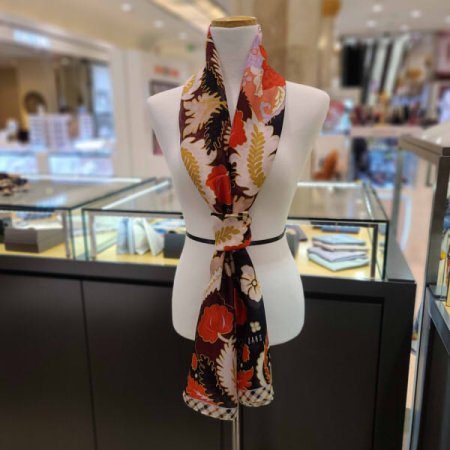 플라워 나염 롱 실크스카프