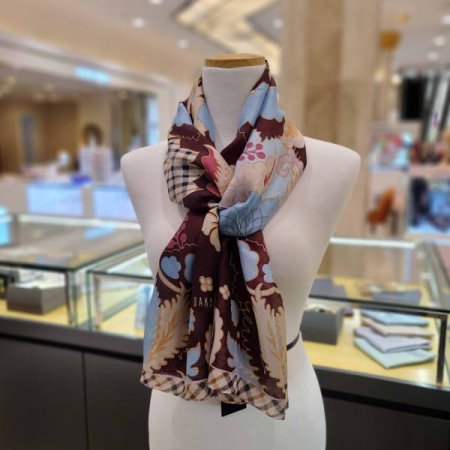 플라워 나염 롱 실크스카프