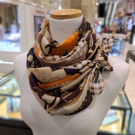 플라워 나염 롱 실크스카프