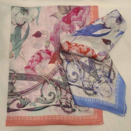 플라워 나염 롱 실크 스카프