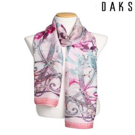 플라워 나염 롱 실크 스카프