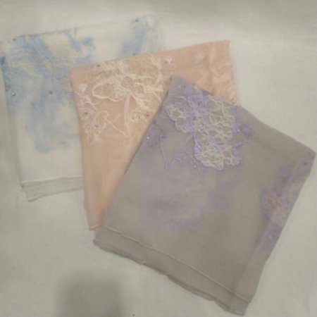 자수큐빅 실크혼방 롱스카프