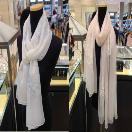 자수큐빅 실크혼방 롱스카프