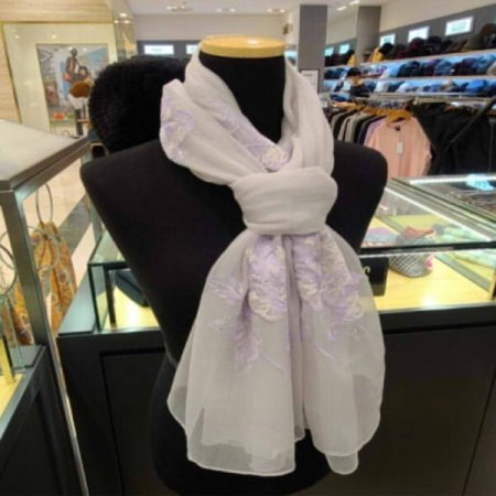 자수큐빅 실크혼방 롱스카프