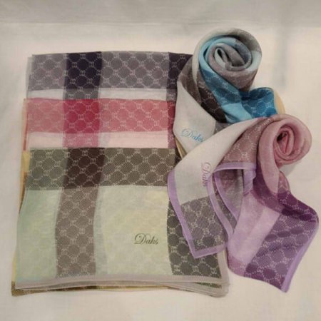 체크 롱실크 스카프