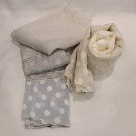 수입 도트 면혼방 롱 스카프