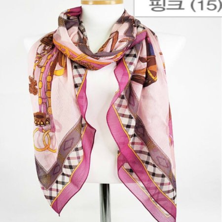 빅사이즈 나염 울실크 사각스카프