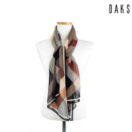 체크 폴리 주름 롱스카프