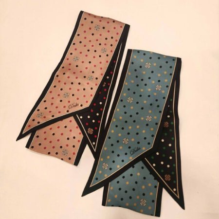 도트 양면 실크스키니 스카프