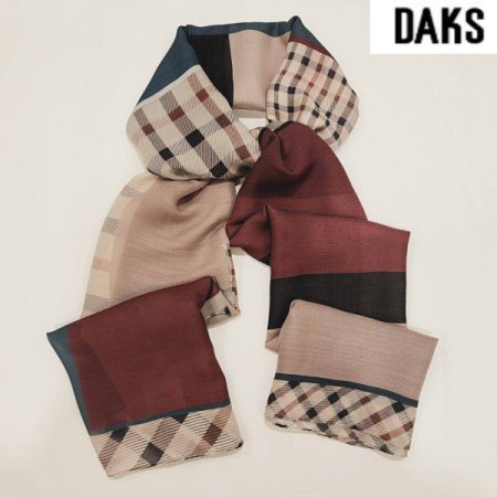 체크 울실크 혼방 롱 스카프