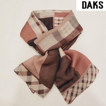 체크 울실크 혼방 롱 스카프