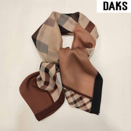 체크 울실크 혼방 롱 스카프