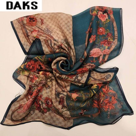 플라워 투톤 울실크 롱 스카프