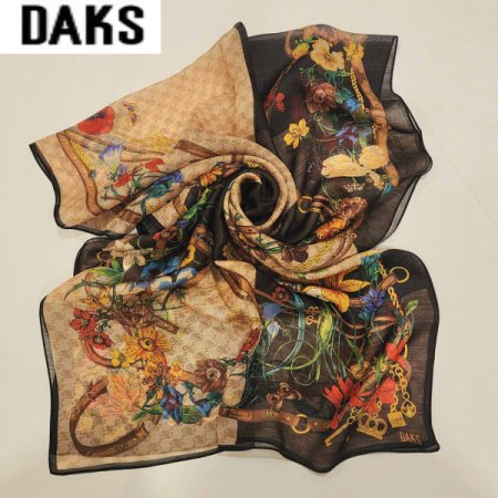 플라워 투톤 울실크 롱 스카프