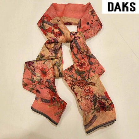 플라워 투톤 울실크 롱 스카프