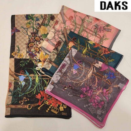 플라워 투톤 울실크 롱 스카프