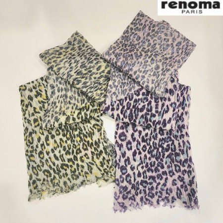 호피 그라데이션 울 주름 스카프