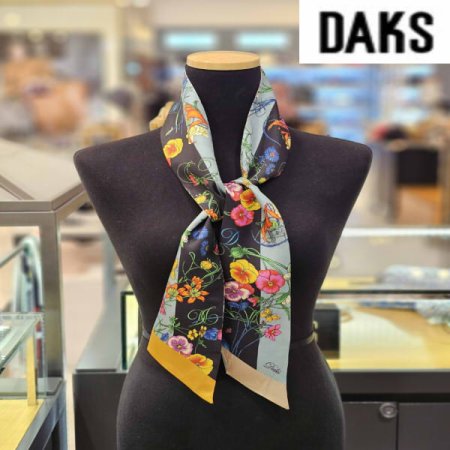 투톤 플라워 양면 실크 스키니 스카프