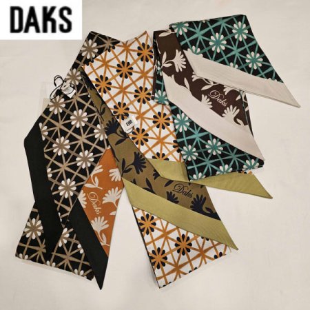 수입 플라워 양면 실크 스키니 스카프