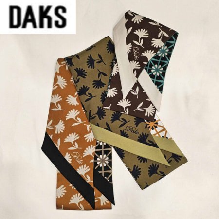 수입 플라워 양면 실크 스키니 스카프