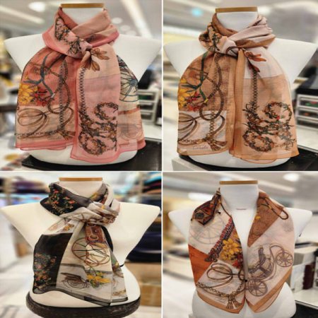 울 실크 혼방 롱 스카프