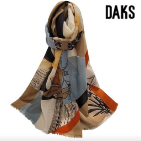 면분할 플라워 울 나염 롱 스카프