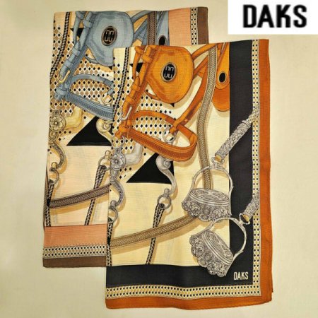 닥스로고 실크 나염 롱 스카프