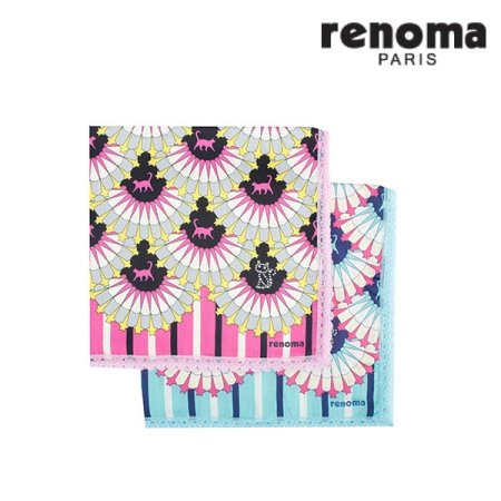 레노마 남녀 나염 큐빅레이스 손수건