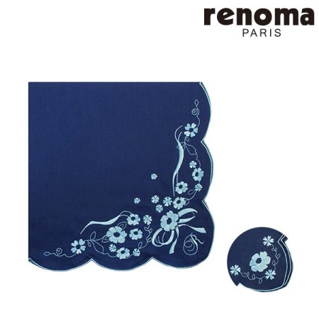 레노마 남녀 1매 라운드 자수손수건