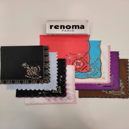 레노마 수입 큐빅 자수 1매 손수건