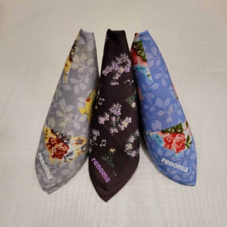 레노마 남녀3매 나염 면 손수건세트