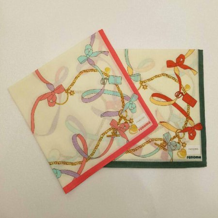 레노마 남녀 1매 나염 손수건